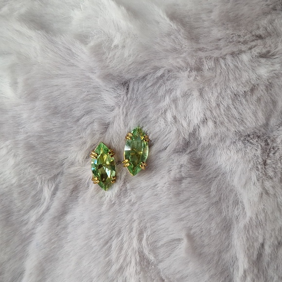 Swarovski Jewelry - Swarovski Green and Gold Marquise Earrings Emerald Crystal Stud Studs